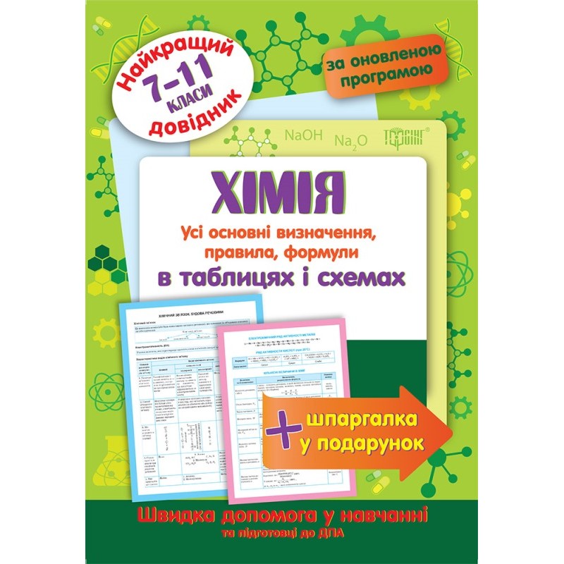 КОМПЛЕКТ Найкращий довідник в таблицях та схемах 5-11 класи Українська мова+Історія України+Англійська мова+Геометрія+Алгебра+Фізика+Хімія+Біологія + Подарунок